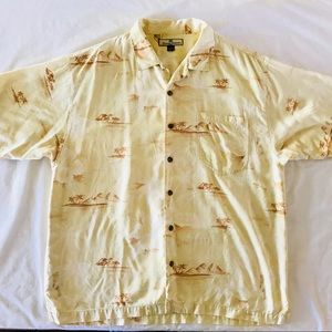 Tommy Bahama Yellow Hawaiian Shirt Size XL